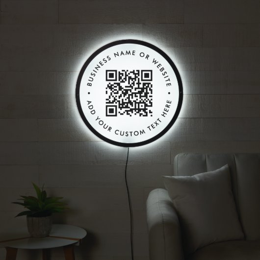 QR Code | Minimalist Simple Business Scannable LED Sign (Living Room)