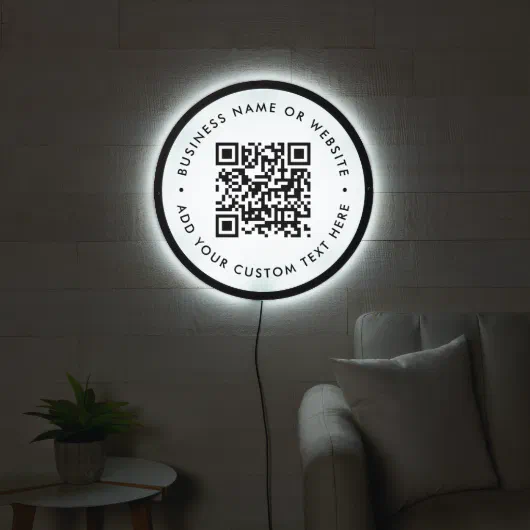 QR Code | Minimalist Simple Business Scannable LED Sign | Zazzle