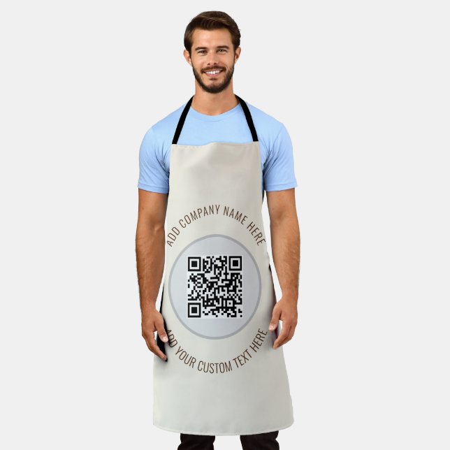 QR Code Minimalist Simple Gray Apron (Worn)