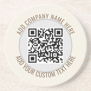 QR Code Minimalist Simple Gray Round Budget  Coaster