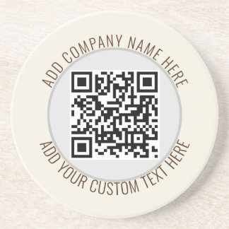 QR Code Minimalist Simple Gray Round Budget Coaster