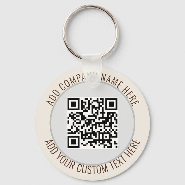 QR Code Minimalist Simple Gray Round Budget Keychain (Front)