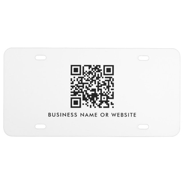 QR Code Minimalist Simple White Scan Me License Plate (Front)