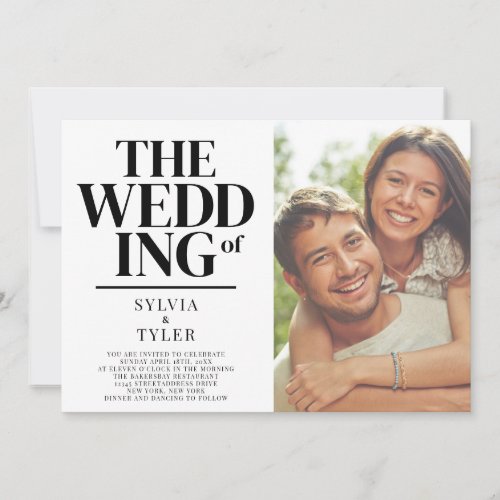 QR Code Minimalist Typography Photo Wedding Invitation