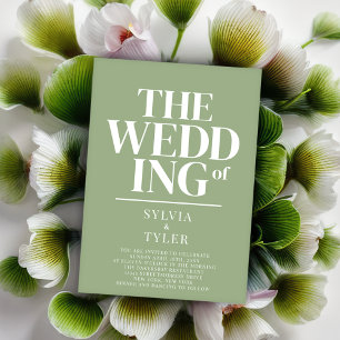 QR Code Minimalist Typography Sage Wedding Invitation