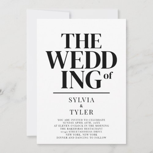 QR Code Minimalist Typography Wedding Invitation