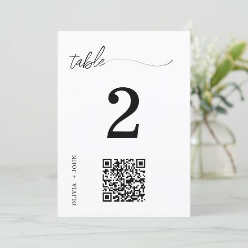 QR Code Minimalist Wedding Table Place Card