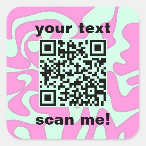 QR Code Mint Green Pastel Pink Cute Modern Square Sticker