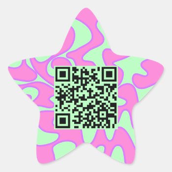 Qr Code Mint Green Pink Bright Modern Cool Star Sticker by TabbyGun at Zazzle