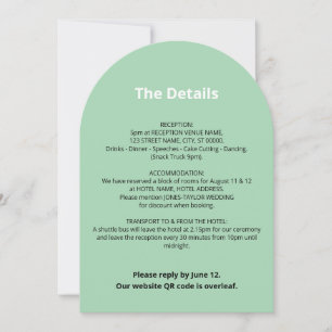 QR Code Mint Green Wedding Details Card