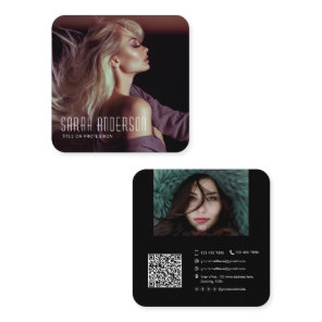 QR code Models dancers actress photographer photo Square Business Card