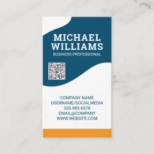 QR Code Modern Abstract Wave Design Business Card