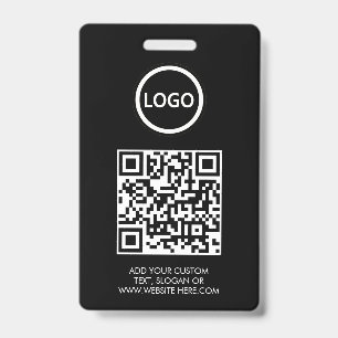 QR Code   Modern Black Business Logo Event Badge