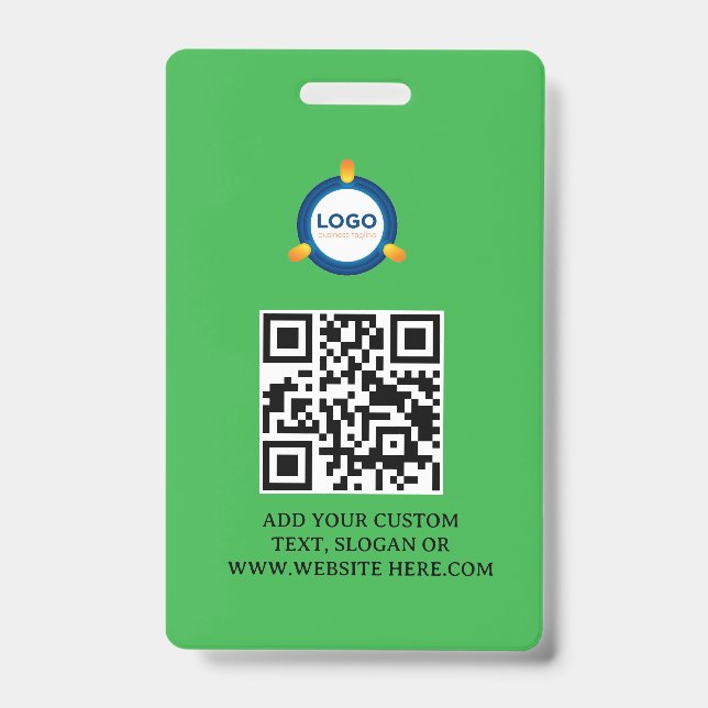 QR Code | Modern Black Business Logo Event Badge (Front)