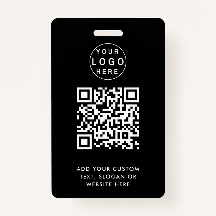 QR Code Modern Black Business Logo Event Badge Zazzle