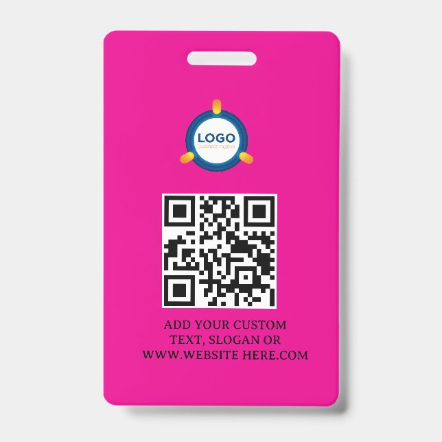 QR Code | Modern Black Business Logo Event Badge (Front)