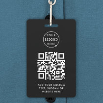 QR Code | Modern Black Business Logo Event Badge
