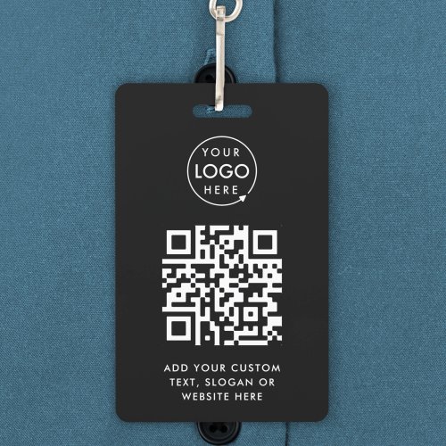 QR Code  Modern Black Business Logo Event Badge