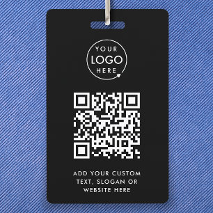 QR Code   Modern Black Business Logo Event Badge
