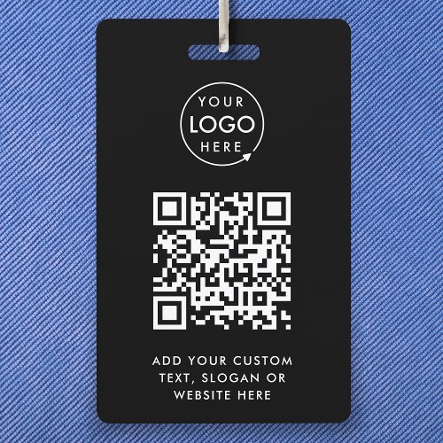 QR Code  Modern Black Business Logo Event Badge