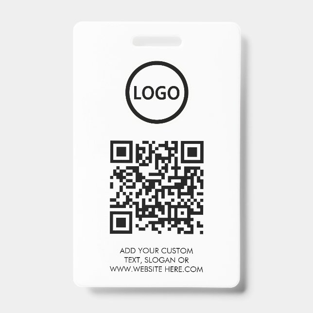 QR Code | Modern Black Business Logo Event Badge (Front)