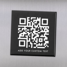 Qr Code | Modern Black Custom Text Minimal Magnet at Zazzle