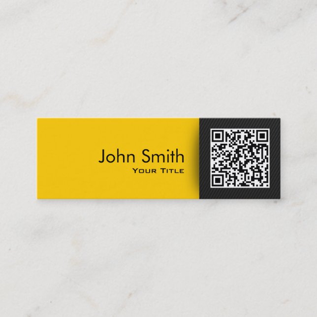 QR Code Modern Black & Gold Consultant Mini Business Card (Front)