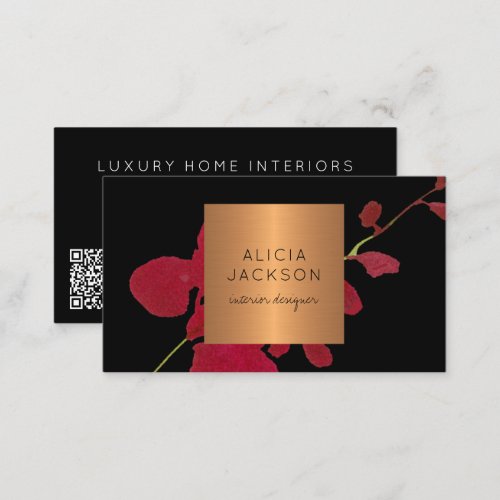 QR CODE modern black gold professional Business Card