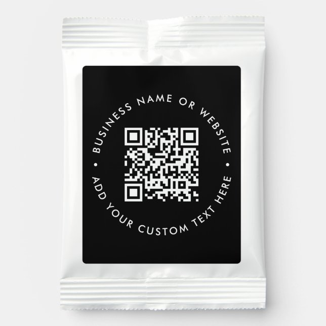 QR Code Modern Black Stylish Business Promotional Hot Chocolate Drink Mix (Front)