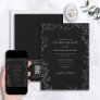 QR Code Modern Black & White Minimal Leaf Wedding Invitation