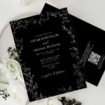QR Code Modern Black & White Minimal Leaf Wedding Invitation<br><div class="desc">Make your big day unforgettable when you send out our QR Code Modern Black & White Minimal Leaf Wedding Invitation. This sophisticated invitation is sure to make a statement with its elegant formal black & white design, featuring a delicate hand drawn leafy border and hand lettered script typography in the...</div>