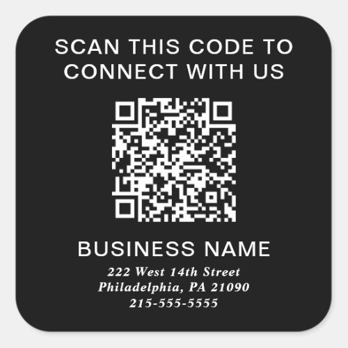 QR Code Modern Business Black Square Sticker