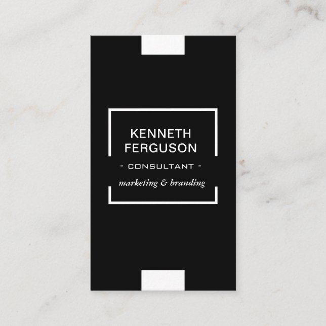 QR Code Modern Business Black White Business Card (Front)