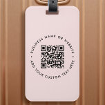 QR Code | Modern Business Blush Pink Feminine Luggage Tag<br><div class="desc">A simple custom blush pink QR code luggage tag template in a modern minimalist style which can be easily updated with your QR code,  business name or website and custom text,  eg. scan me to... </div>