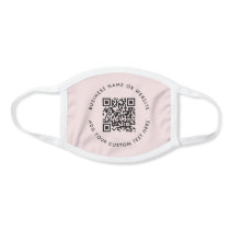 QR Code | Modern Business Blush Pink Round Face Mask