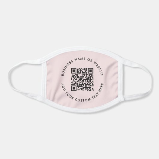 QR Code | Modern Business Blush Pink Round Face Mask (Front)