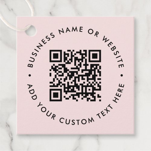 QR Code  Modern Business Blush Pink Round Favor Tags