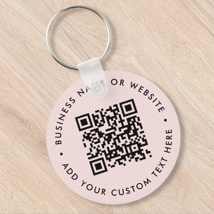 QR Code   Modern Business Blush Pink Round Keychain