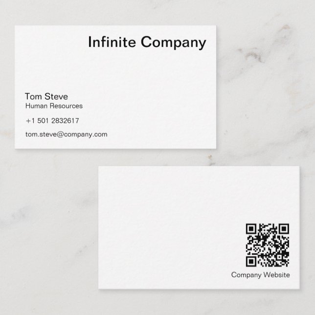 QR Code Modern Business card | White Simple  (Front/Back)