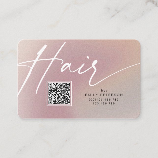 QR code modern business cards for hair stylist (Front)