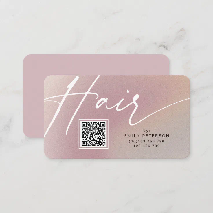 QR code modern business cards for hair stylist | Zazzle