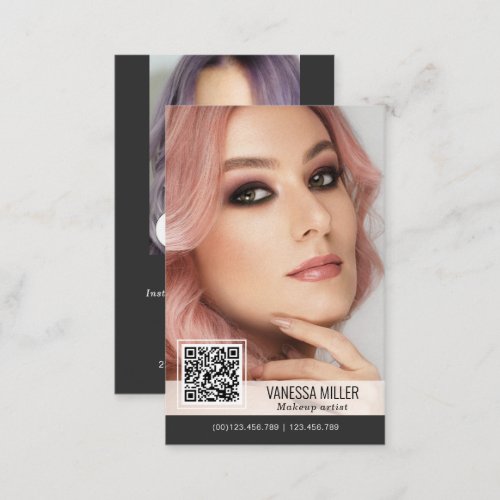 QR Code modern business cards for makeup artist 