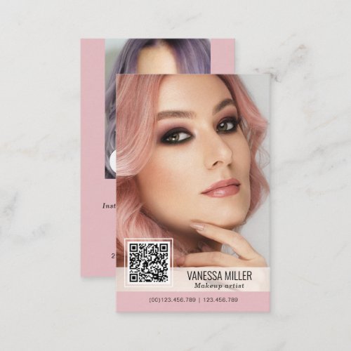 QR Code modern business cards for makeup artist 
