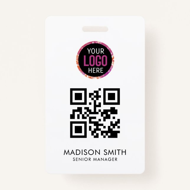 QR Code | Modern  Business Logo Event Badge (Front)