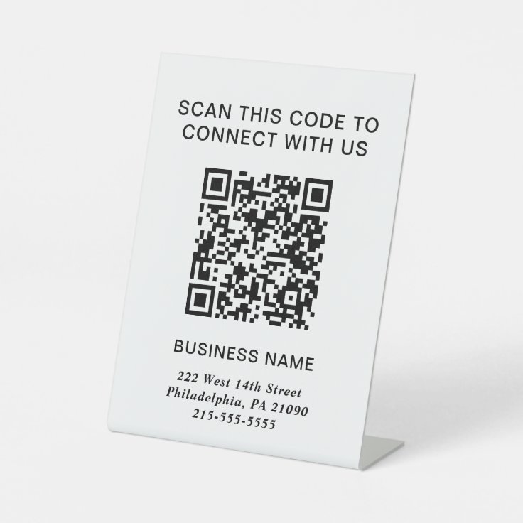 QR Code Modern Business Pedestal Sign | Zazzle