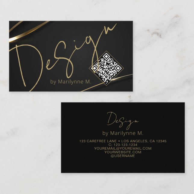 QR Code Modern Chic Design Business Card (Front/Back)
