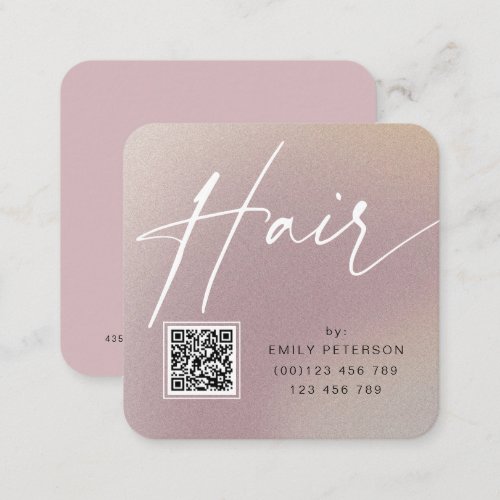 QR code modern chic hair styling  Square Business Card