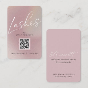 QR code modern chic lash extension vertical Business Card
