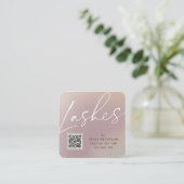 QR code modern chic lashes extension   Square Business Card (Standing Front)