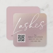QR code modern chic lashes extension   Square Business Card (Front/Back)